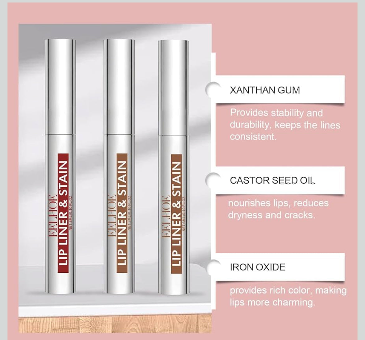 Peel Off Lip Stain Tattoo Set 3 Colors Matte Finish Waterproof Lip Liner Pencil Removable Transfer-proof Lip Liner Set