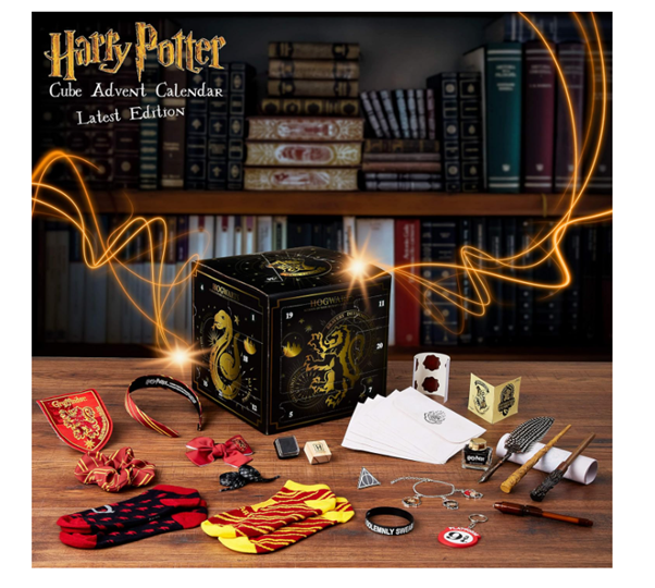 Harry Potter Advent Calendar 2025 Girls with Stationery Socks & Accessories 24 Days Magical Christmas Countdown Calendar Gifts for Kids Teens Women (Black Cube)