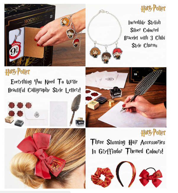 Harry Potter Advent Calendar 2025 Girls with Stationery Socks & Accessories 24 Days Magical Christmas Countdown Calendar Gifts for Kids Teens Women (Black Cube)