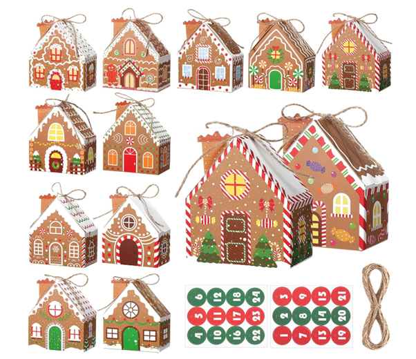 24 Pcs Advent Calendar 2025,Reusable Christmas Countdown Calendars Numbered Empty Houses Boxes, Make Your Own Advent Calendar for DIY Xmas Decorations Kids & Adults